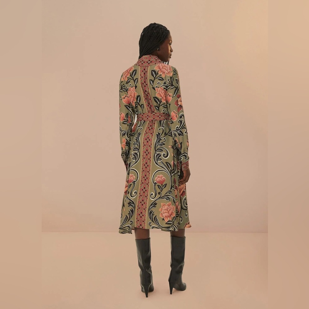 Farm Rio Arabesque Floral Green Midi Dress XS NWOT - Picture 5 of 10